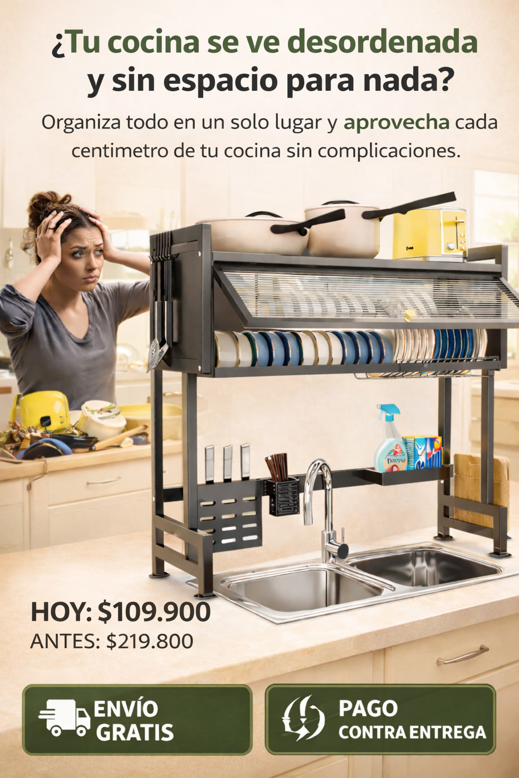 Escurridor de cocina multifuncional